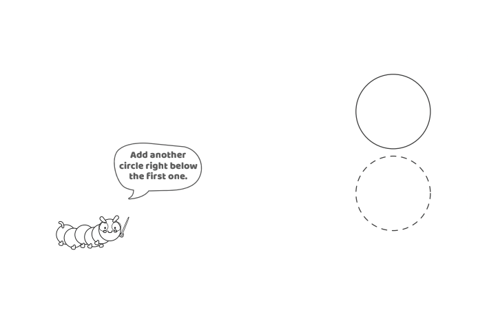 Étape 2 - Comment dessiner la lettre à bulle I - Blog d'activités pour enfants - texte : Ajoutez un autre cercle juste en dessous du premier.
