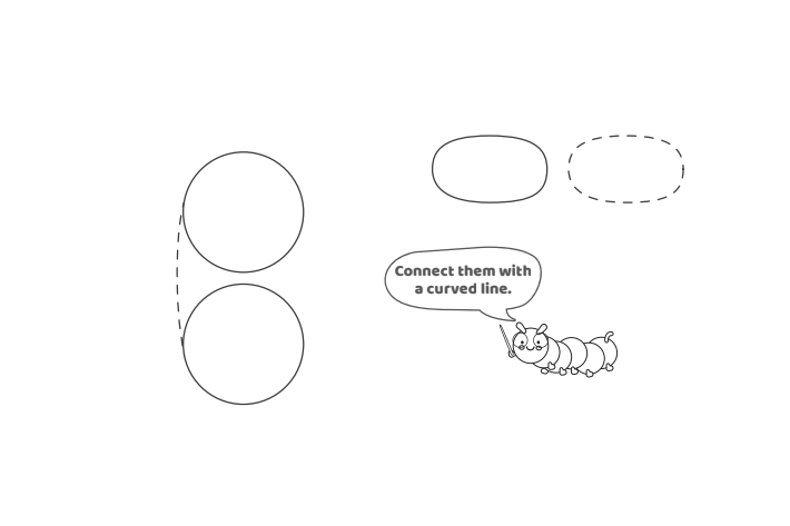 Étape 3 - Comment dessiner la lettre à bulle I - Blog d'activités pour enfants - texte : Reliez-les avec une ligne courbe.