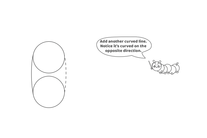 Étape 1 - Comment dessiner la lettre à bulle I - Blog d'activités pour enfants - texte : Ajoutez une autre ligne courbe.  Remarquez qu'il est courbé dans la direction opposée.