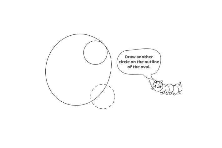 Étape 3 - Comment dessiner la lettre bulle G - Blog d'activités pour enfants Étape 3 - Comment dessiner la lettre bulle G - Blog d'activités pour enfants - texte : Dessinez un autre cercle sur le contour de l'ovale.