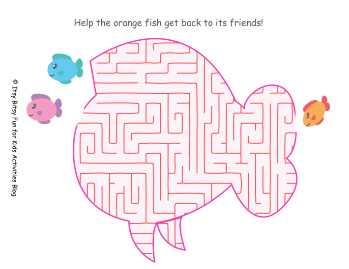 Labyrinthe de l'océan de poissons - moyen - Blog d'activités pour les enfants