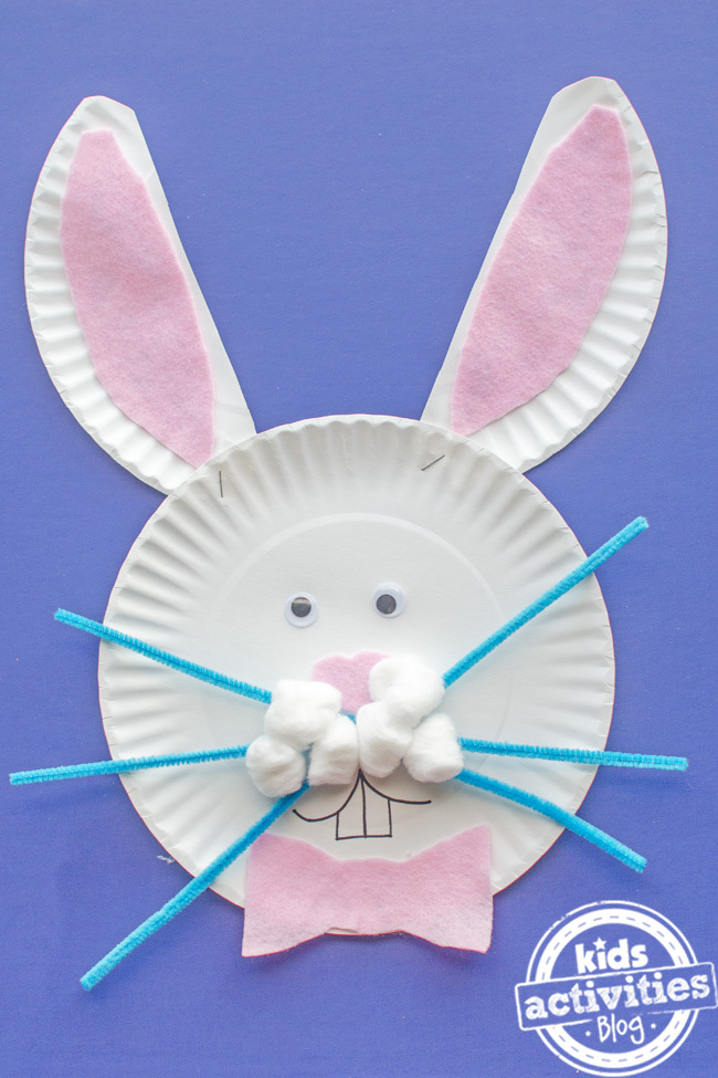 Assiette en papier bricolage lapin de Pâques pour les enfants - Kids Activities Blog