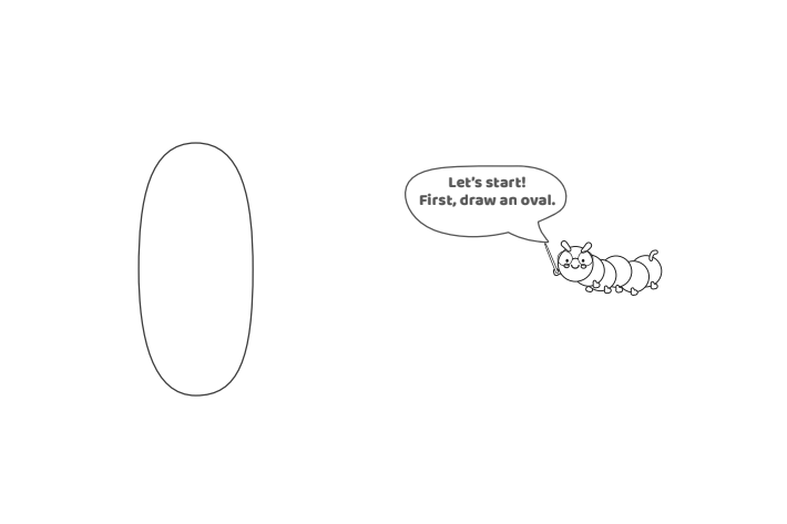 Étape 1 - Comment dessiner la lettre bulle H - Blog d'activités pour enfants Étape 1 - Comment dessiner la lettre bulle H - Blog d'activités pour enfants - texte : Commençons ! Dessinez d'abord un ovale.