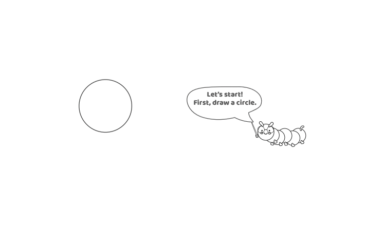 Étape 1 - Comment dessiner la lettre à bulles L - Blog d'activités pour enfants Étape 1 - Comment dessiner la lettre bulle L - Blog d'activités pour enfants - texte : Commençons ! Tout d'abord, dessinez un cercle.