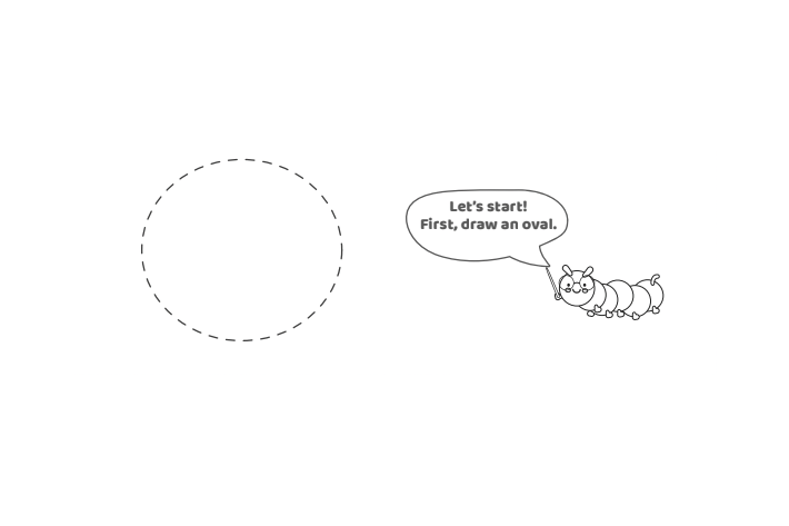 Étape 1 - Comment dessiner la lettre bulle R - Blog d'activités pour enfants Étape 1 - Comment dessiner la lettre bulle R - Blog d'activités pour enfants - texte : Commençons ! Tout d'abord, dessinez un ovale.