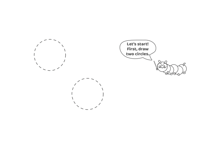 Étape 1 - Comment dessiner la lettre à bulles Z - Blog d'activités pour enfants - texte : Commençons !  Tout d'abord, dessinez deux cercles.