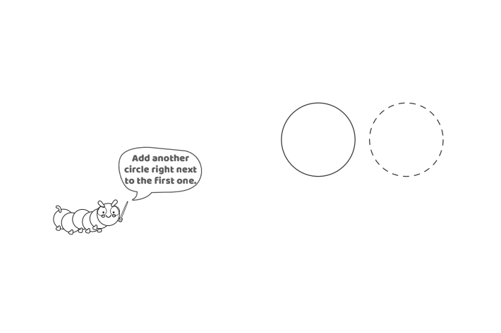 Étape 2 - Comment dessiner la lettre bulle Y - Blog d'activités pour enfants - texte : Ajoutez un autre cercle juste à côté du premier.
