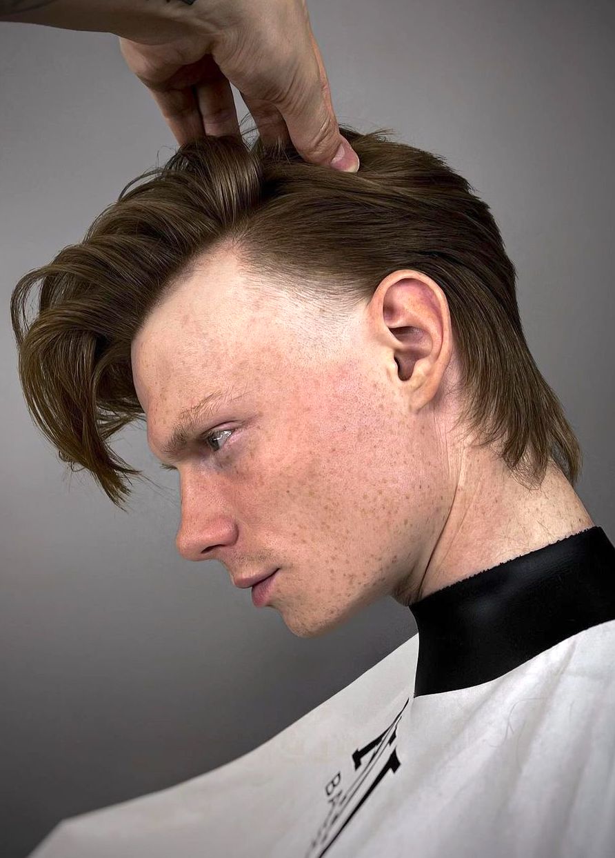 Décoloration de la peau avec de longs cheveux raides