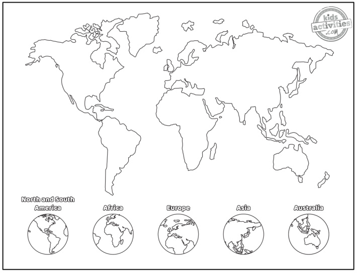 coloriage carte du monde pdf - Kids Activities Blog