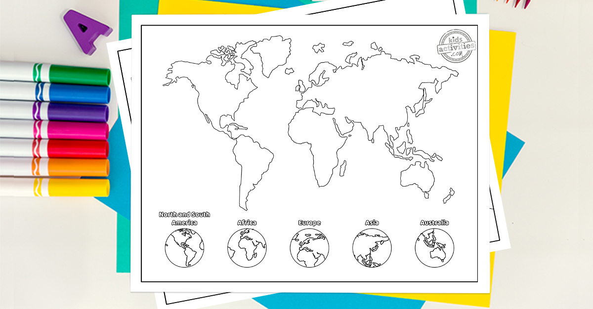 Coloriages gratuits de la carte du monde à imprimer