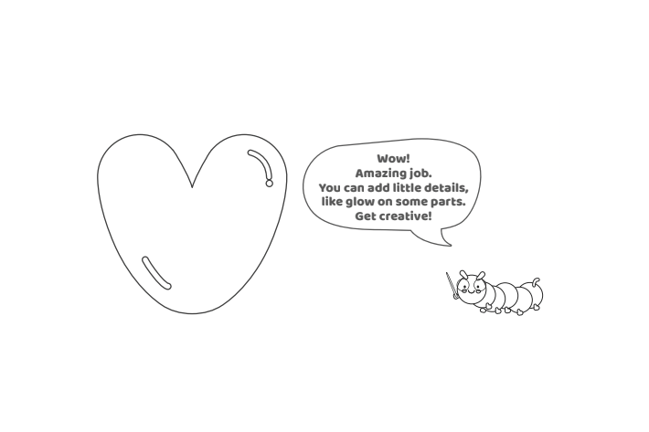Étape 6 - Comment dessiner la lettre bulle V - Blog d'activités pour enfants - texte : Wow !  Travail incroyable.  Vous pouvez ajouter de petits détails, comme de la lueur sur certaines parties.  Faire preuve de créativité!
