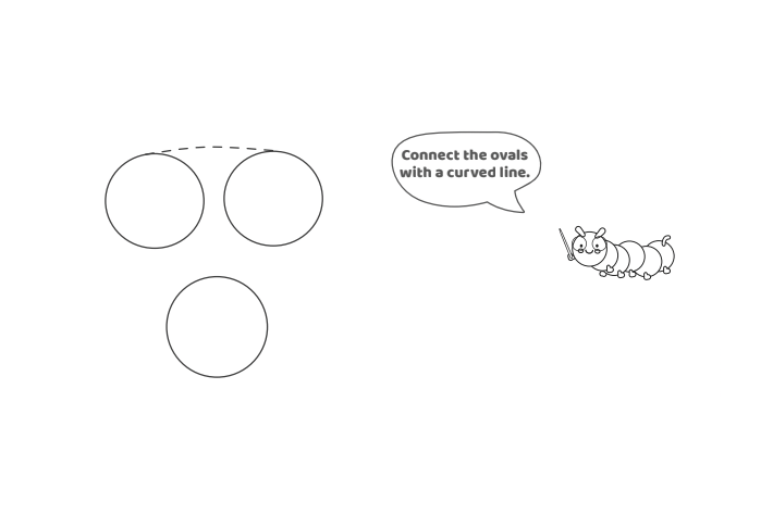 Étape 4 - Comment dessiner la lettre à bulles T - Blog d'activités pour enfants - texte : Reliez les ovales avec une ligne courbe.