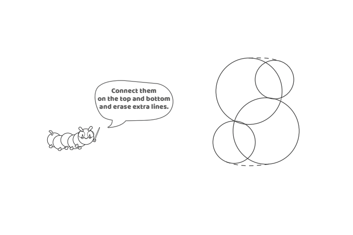 Étape 5 - Comment dessiner la lettre bulle S - Blog d'activités pour enfants - texte : connectez-les en haut et en bas et effacez les lignes supplémentaires.