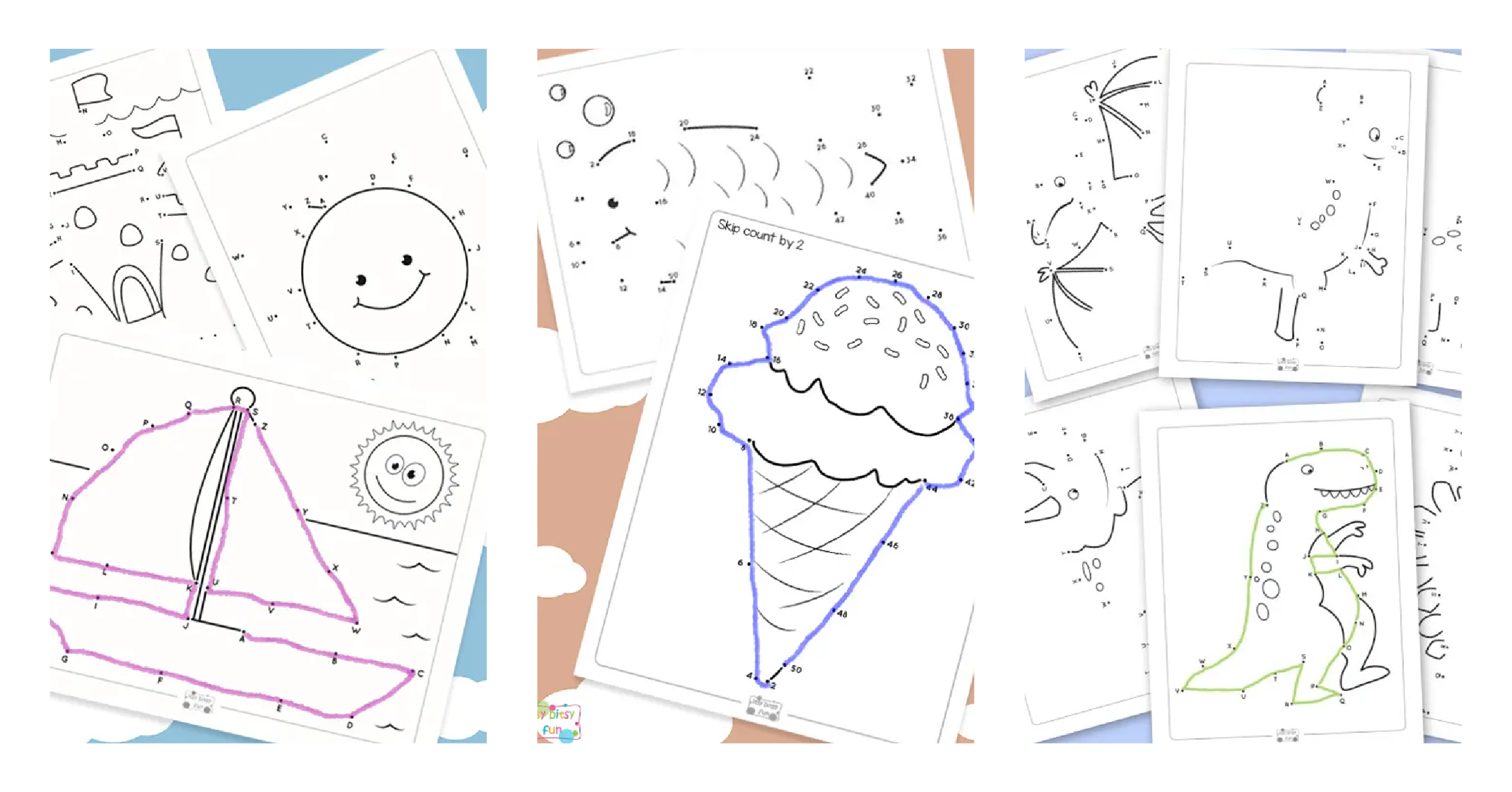 22 feuilles de travail Reliez les points imprimables gratuites pour les enfants
