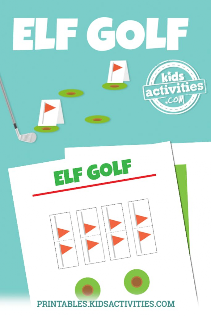 Texte : Elf Golf : Blog d'activités pour enfants - Ensemble de golf imprimable avec trous, drapeaux et artisanat Elf Golf fini