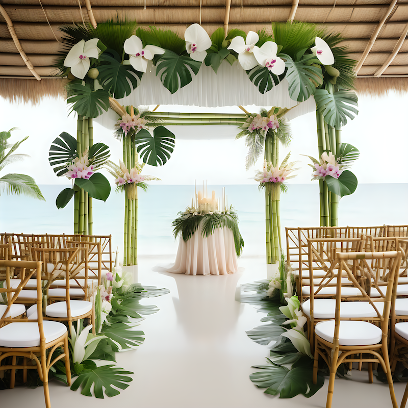déco de mariage tropical chic