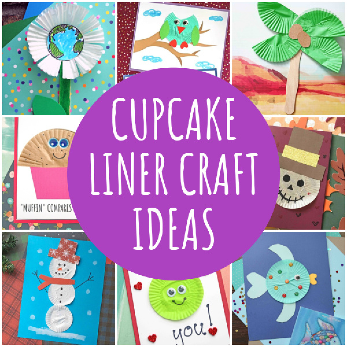 caissettes de cupcakes de Noël - idées avec muffins, bonhomme de neige, poisson, épouvantails, fleurs - blog d'activités pour enfants