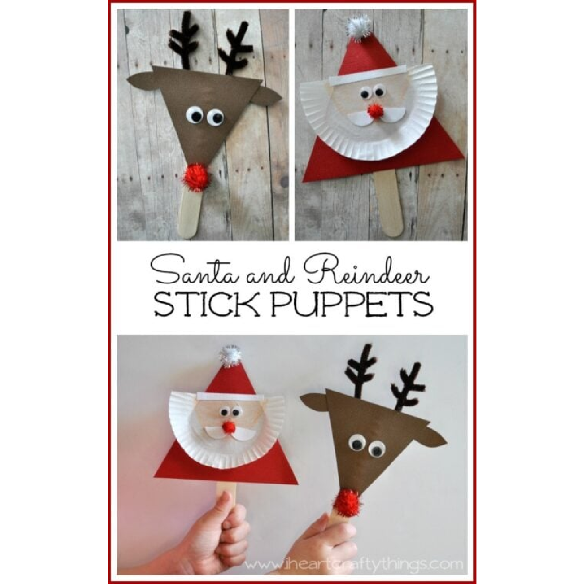 doublures de cupcakes de Noël - marionnettes de doublures de cupcakes du Père Noël et du renne - blog d'activités pour enfants
