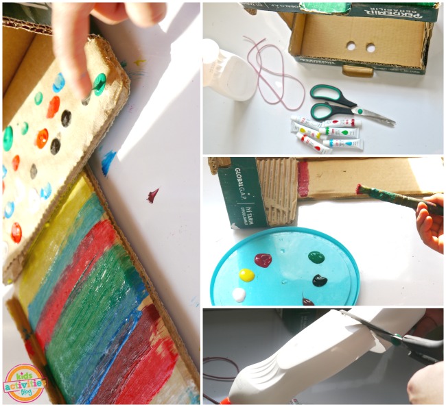 artisanat de jouet de balançoire pour bébé - étapes - Peignez le carton et collez-le ensemble, ajoutez de la ficelle et fabriquez une balançoire ! - Blog d'activités pour enfants