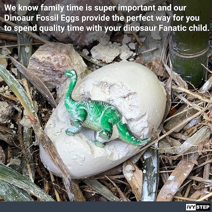 partez à la chasse aux dinosaures dans votre jardin !  Dinosaure et œuf représentés au sol