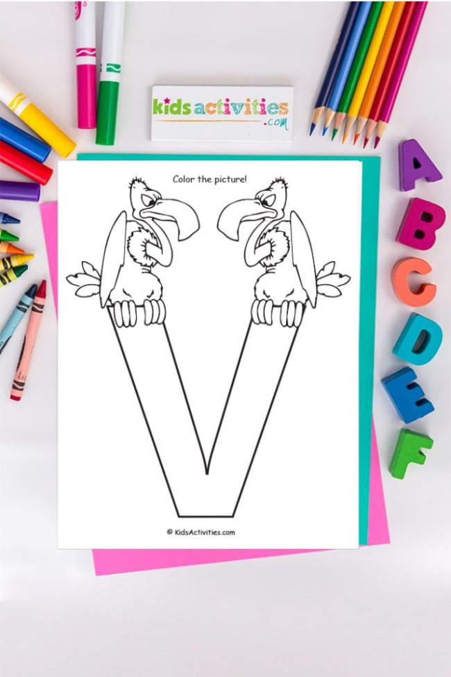Coloriage lettre v