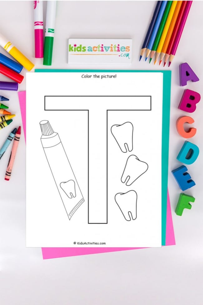 coloriage lettre t