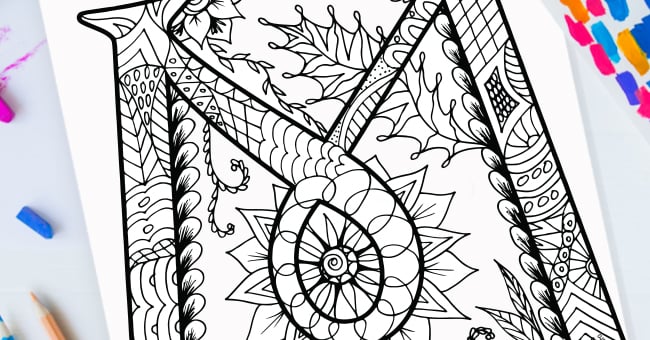 Zentangle Lettre M Design – Imprimable gratuitement