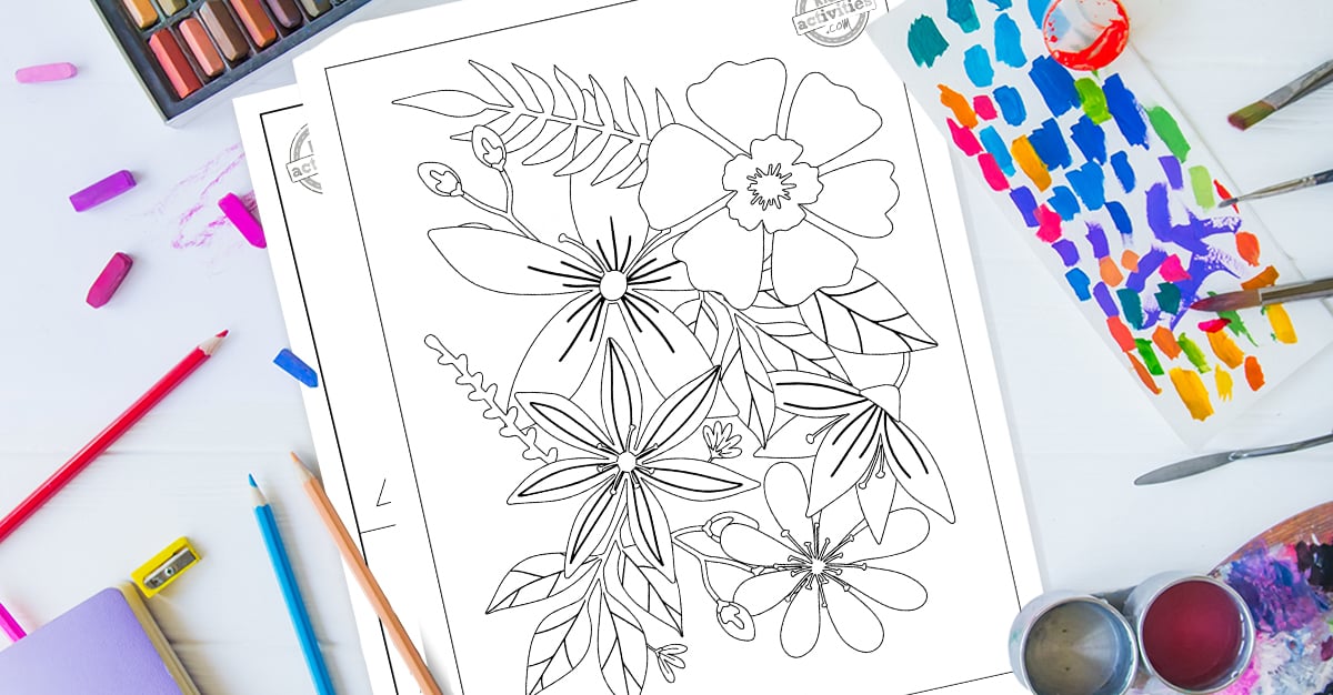 Coloriages de fleurs imprimables – Niveau moyen