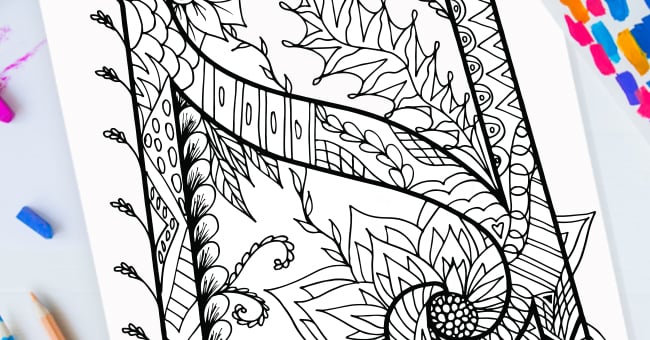 Conception Zentangle Lettre N – Imprimable gratuitement