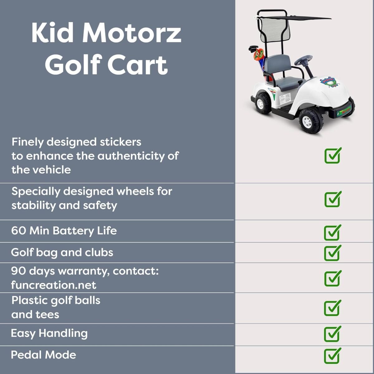 Chariot de golf pour enfants – Liste des spécifications, avantages et dimensions avec coches
