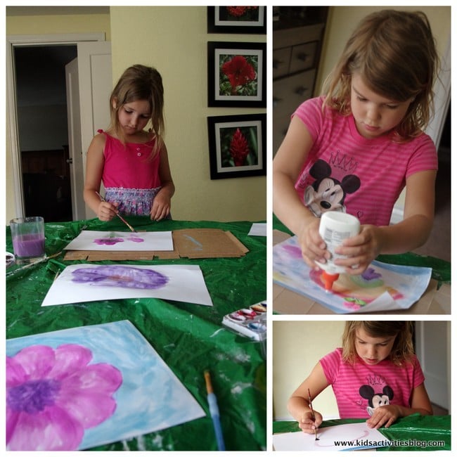 Sur la photo, étape 3 de la façon de créer des pâtes aux papillons pour l'école maternelle - réaliser votre aquarelle pour y ajouter les papillons.