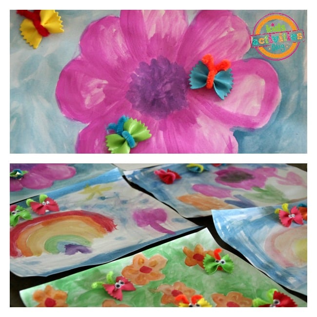 papillon pâtes aquarelle art enfants