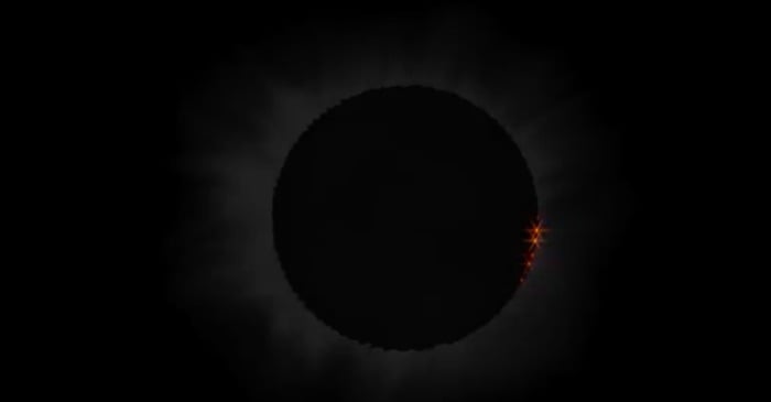 éclipse solaire complète avec obscurité presque totale