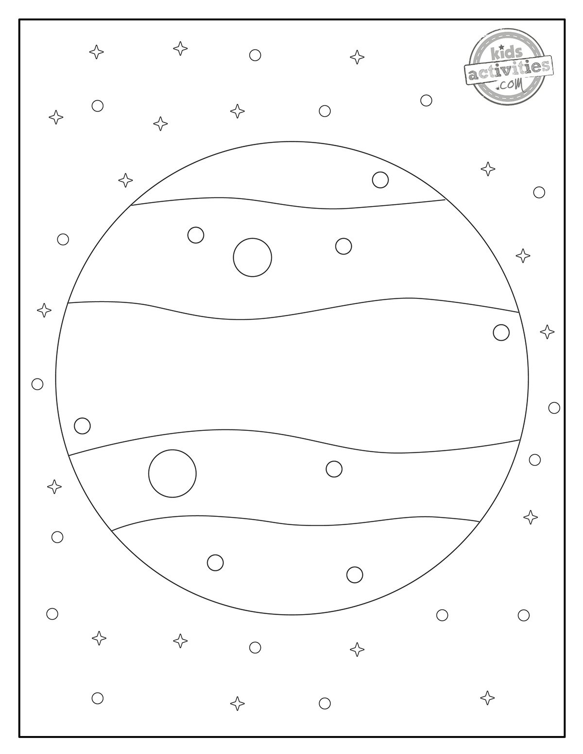 Ensemble de feuilles de coloriage Mercury en noir et blanc, version pdf imprimée du blog d'activités pour enfants.