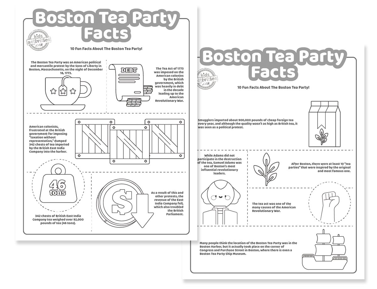 10 faits sur le Boston Tea Party pour les enfants avec impression gratuite