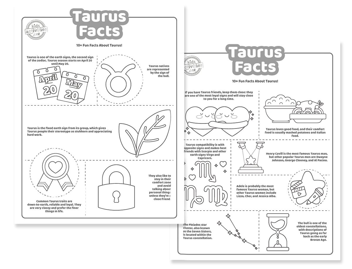 Faits amusants sur le Taureau pour les enfants que vous pouvez imprimer