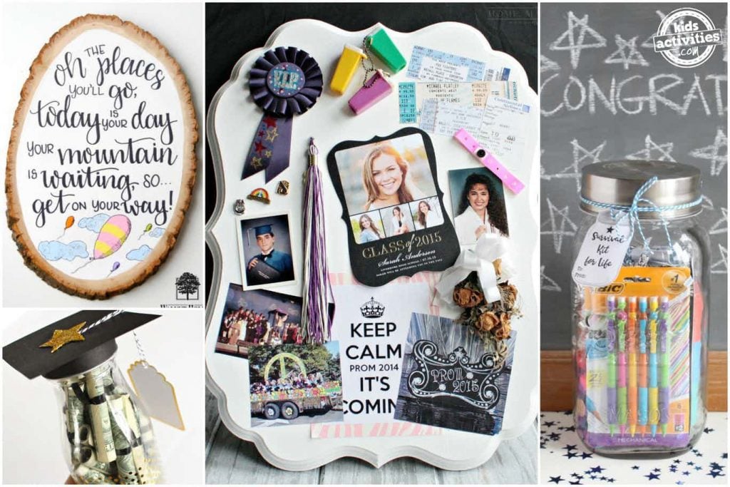 Cadeau de remise de diplôme DIY - plaque, pot d'argent, planche, kit de survie - blog d'activités pour enfants