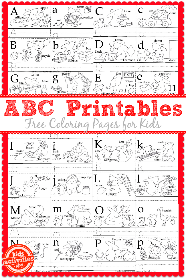 Free printables for alphabet practice from Little Bunny shown with the printed pdf versions