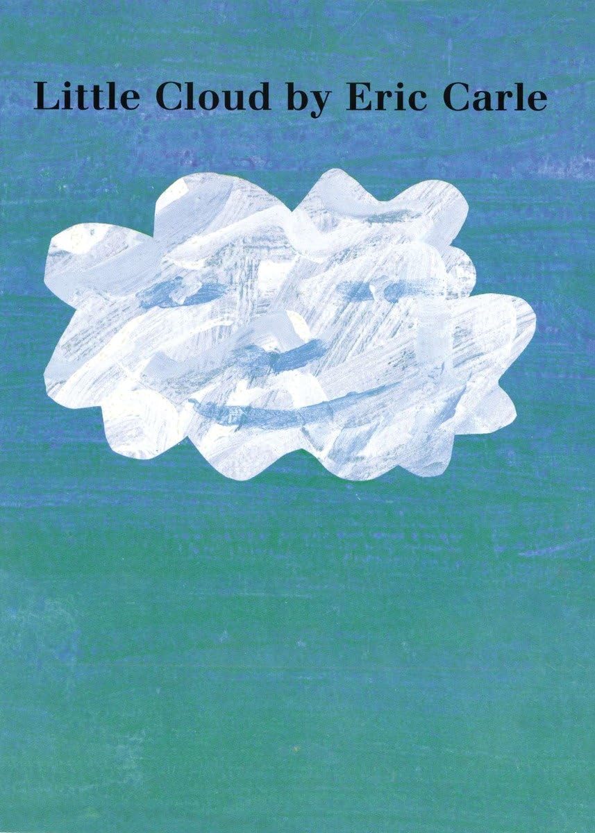 Petit Nuage d'Eric Carle couverture du livre cartonné pour enfants avec un ciel bleu et violet et un nuage blanc