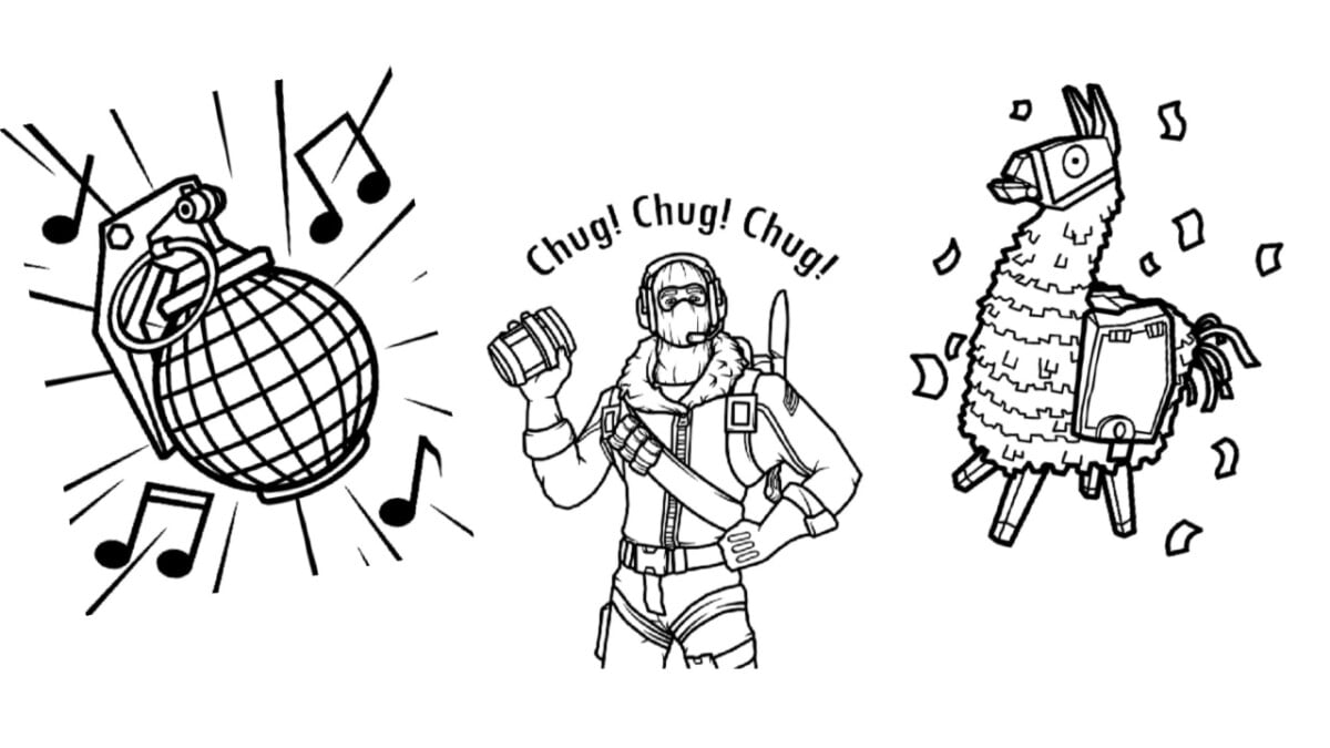 Fortnite Coloring Pages imprimés fichiers pdf sur fond blanc