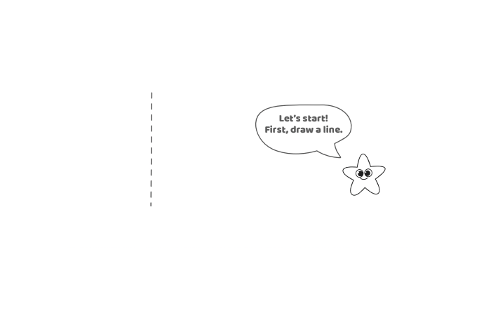 Étape 1- Comment dessiner une étoile - Blog d'activités pour enfantsTexte : Commençons !  Tout d’abord, tracez une ligne.