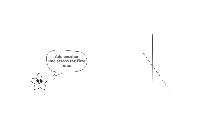 Étape 2 - Comment dessiner une étoile - Texte du blog d'activités pour enfants : Ajoutez une autre ligne en travers de la première.