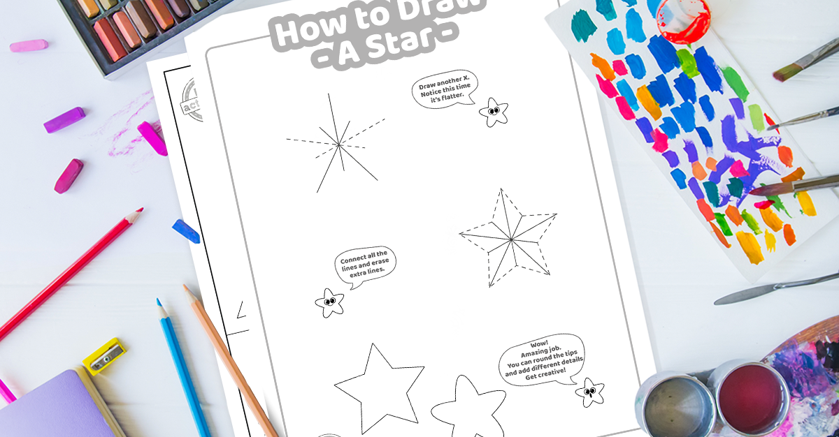 Comment dessiner une étoile - Leçon facile à imprimer pour les enfants