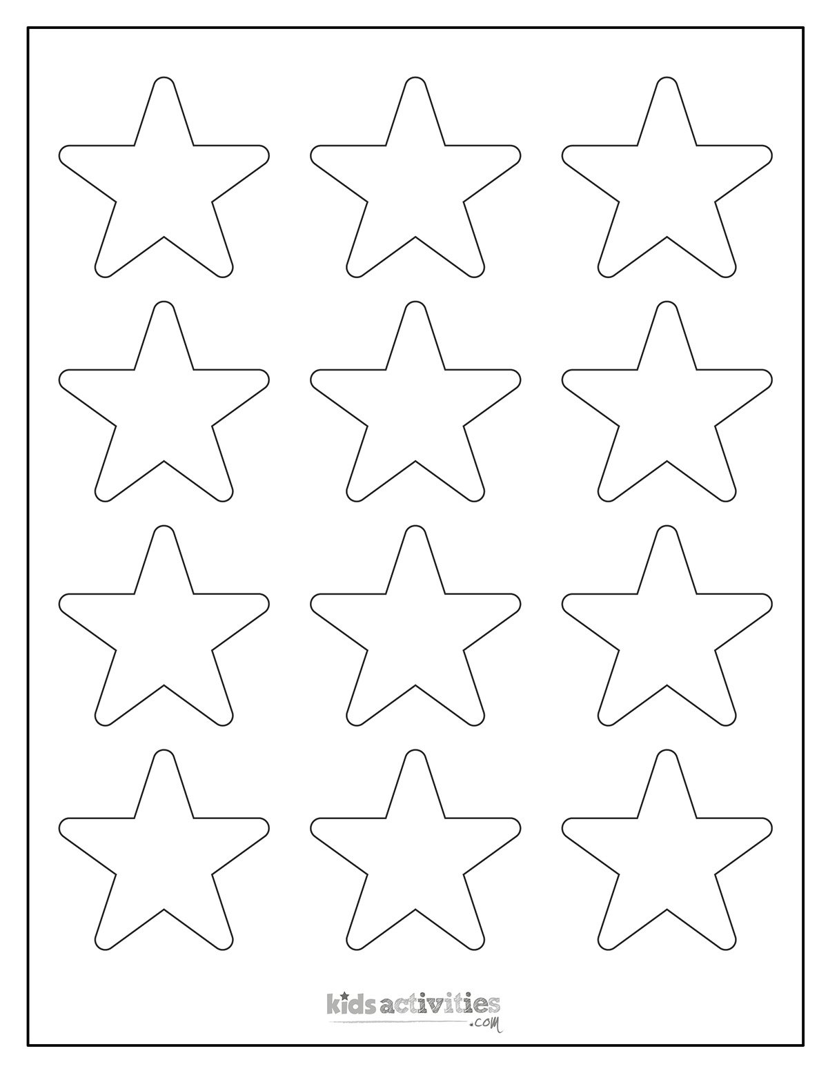 Modèle d'étoile imprimé en noir et blanc, réalisé avec des lignes simples. Imprimable pour les enfants et les adultes. version pdf imprimée du blog d'activités pour enfants.