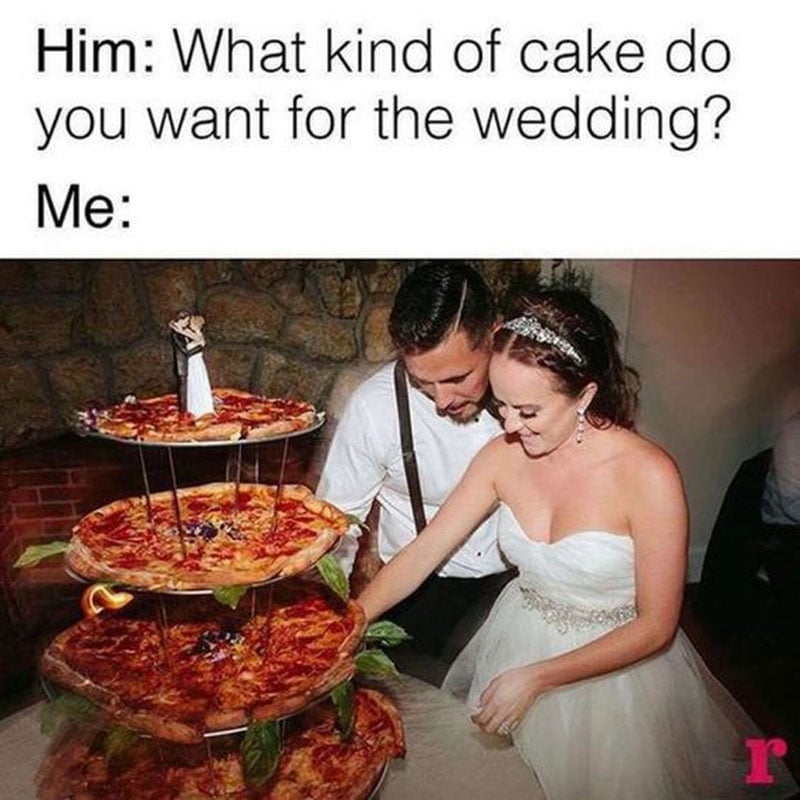meme gâteau de mariage pizza