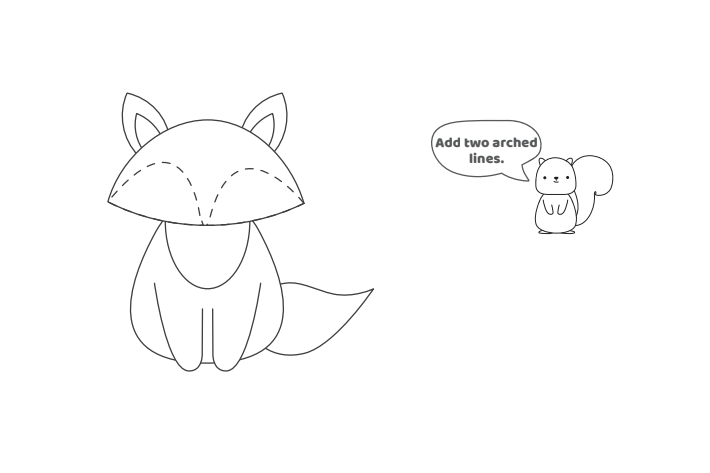 Comment dessiner un renard - Étape 7 - Texte : Ajoutez deux lignes arquées.