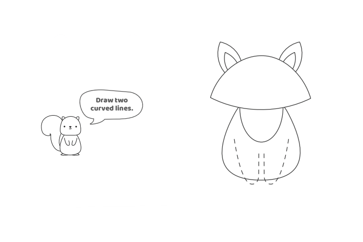Comment dessiner un renard - Étape 5 - Texte : Tracez deux lignes courbes.
