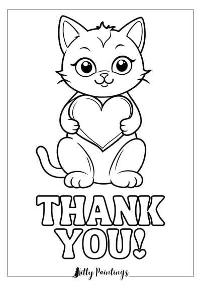 Chat - Coloriage Merci pour les enfants
