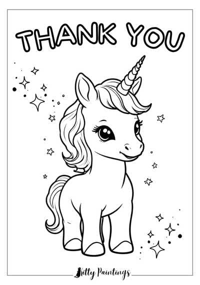 Feuille de coloriage Merci Licorne
