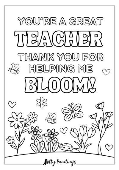 Professeur, merci de m'avoir aidé à fleurir ! Coloriage